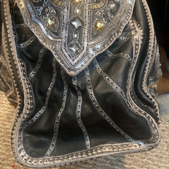 Buba London Swarovski Crystal Black Leather Travel Bag Rare 💕💕 - Picture 9 of 15